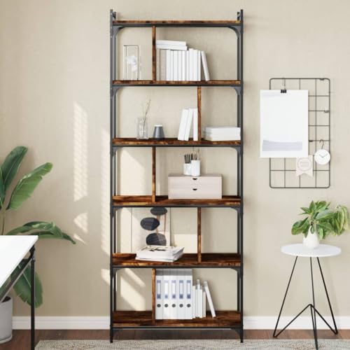 NQJIBUE Item-Bookcase Regal mit 6 Ebenen, geräucherte Eiche, 76 x 32 x 192 cm, Technisches Holz, Regale und Standregale NQJIBUE Item-Bookcase Regal mit 6 Ebenen, geräucherte Eiche, 76 x 32 x 192 cm, Technisches Holz, Regale und Standregale von NQJIBUE