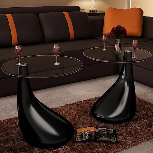 NQJIBUE Item-Coffee Table 2 pcs with Round Glass Top High Gloss Black,Tables,Accent Tables,Coffee Tables NQJIBUE Item-Coffee Table 2 pcs with Round Glass Top High Gloss Black,Tables,Accent Tables,Coffee Tables von NQJIBUE