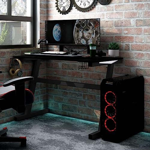 NQJIBUE Item-Gaming-Schreibtisch LED mit Z-förmigen Beinen, schwarz, 90 x 60 x 75 cm, Bürotische NQJIBUE Item-Gaming-Schreibtisch LED mit Z-förmigen Beinen, schwarz, 90 x 60 x 75 cm, Bürotische von NQJIBUE