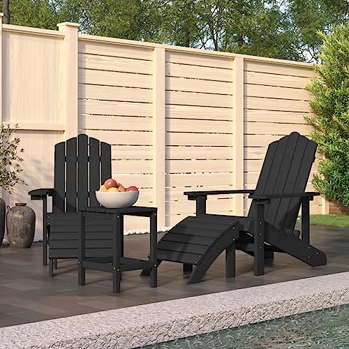 NQJIBUE Item-Garden Adirondack Hocker und Tisch HDPE anthrazit, Outdoor-Sitzstühle von NQJIBUE