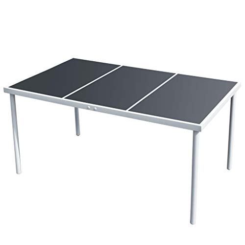 NQJIBUE Item-Gartentisch, 150 x 90 x 74 cm, schwarzer Stahl, Outdoor-Tische von NQJIBUE