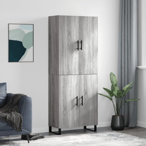 NQJIBUE Item-Highboard Grau Sonoma 69,5 x 34 x 180 cm Holzwerkstoff, Schränke & Aufbewahrung, Buffets & Sideboards von NQJIBUE