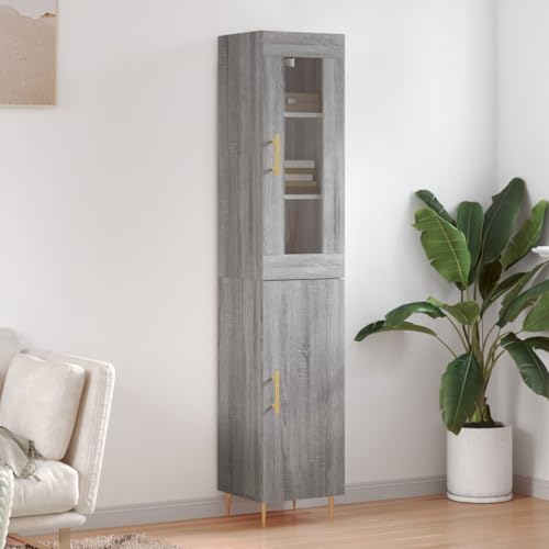 NQJIBUE Item-Highboard grau Sonoma 34,5 x 34 x 180 cm Holzwerkstoff, Schränke & Aufbewahrung, Buffets & Sideboards von NQJIBUE