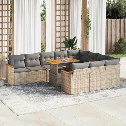 NQJIBUE Item-Set 11 Gartensofas mit Kissen, beige Gartenmöbel mit Polyrattan Akazie NQJIBUE Item-Set 11 Gartensofas mit Kissen, beige Gartenmöbel mit Polyrattan Akazie von NQJIBUE