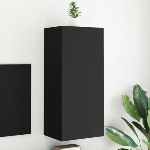NQJIBUE Item-TV Wandschrank, schwarz, 40,5 x 30 x 90 cm, Holzwerkstoff, Unterhaltungszentren & TV-Ständer von NQJIBUE
