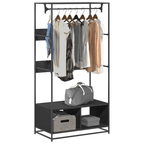 NQJIBUE Kleiderschrank schwarz 90x50x180 cm Holzwerkstoff NQJIBUE Kleiderschrank schwarz 90x50x180 cm Holzwerkstoff von NQJIBUE