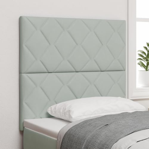 NQJIBUE Kopfteil Diamant Blöcke Design Hellgrau 90 cm Samt, Kopfteil Diamant Blöcke Design Hellgrau 180 cm Samt von NQJIBUE