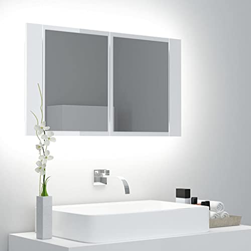 NQJIBUE LED Badspiegelschrank Hochglanz Weiß 80x12x45cm Acryl NQJIBUE LED Badspiegelschrank Hochglanz Weiß 80x12x45cm Acryl von NQJIBUE
