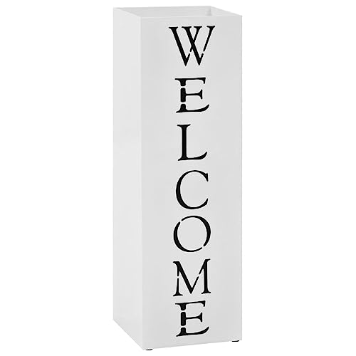 NQJIBUE Schirmständer Welcome Stahl weiß von NQJIBUE