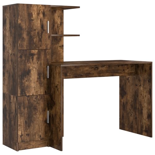 NQJIBUE Schreibtisch mit Stauraum, geräuchertes Eichenholz, Schränke, Aufbewahrung, Buffets und Sideboards von NQJIBUE