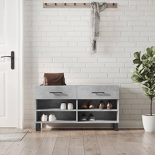 NQJIBUE Schuhbank Betongrau 102x35x55cm Holzwerkstoff NQJIBUE Schuhbank Betongrau 102x35x55cm Holzwerkstoff von NQJIBUE