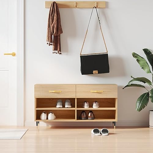 NQJIBUE Schuhbank Sonoma Eiche 102x35x55cm Holzwerkstoff von NQJIBUE
