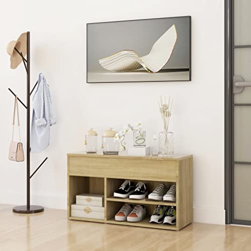 NQJIBUE Schuhbank Sonoma Eiche 80x30x45 cm Holzwerkstoff von NQJIBUE