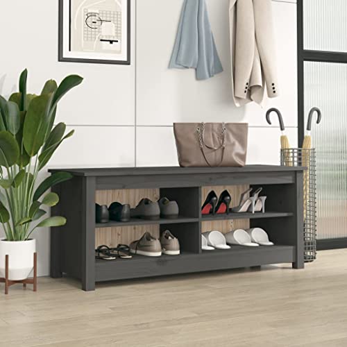 NQJIBUE Schuhbank grau 110x38x45,5 cm Massivholz Kiefer NQJIBUE Schuhbank grau 110x38x45,5 cm Massivholz Kiefer von NQJIBUE