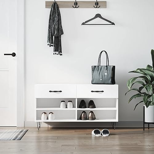 NQJIBUE Schuhbank weiß 102x35x55cm Holzwerkstoff NQJIBUE Schuhbank weiß 102x35x55cm Holzwerkstoff von NQJIBUE