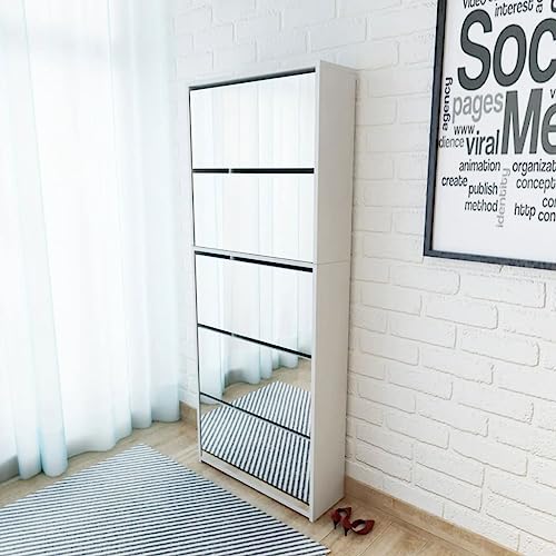 NQJIBUE Schuhschrank 5-lagig Spiegel weiß 63x17x169,5 cm NQJIBUE Schuhschrank 5-lagig Spiegel weiß 63x17x169,5 cm von NQJIBUE