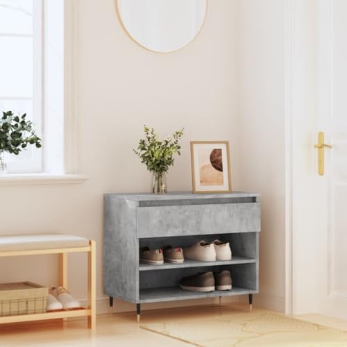 NQJIBUE Schuhschrank Betongrau 70x36x60 cm Holzwerkstoff von NQJIBUE
