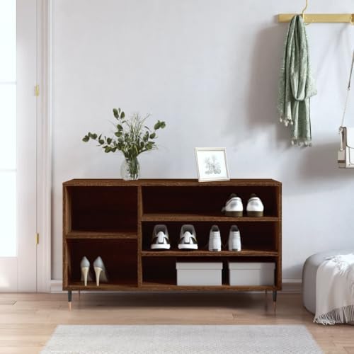 NQJIBUE Schuhschrank Braun Eiche 102x36x60cm Holzwerkstoff von NQJIBUE