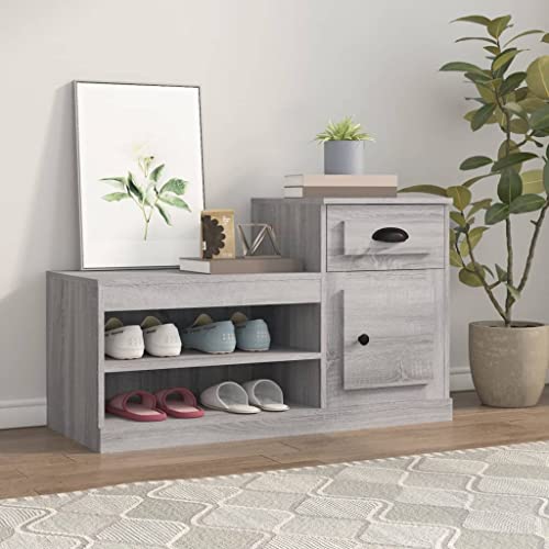 NQJIBUE Schuhschrank Grau Sonoma 100x42x60 cm Holzwerkstoff von NQJIBUE