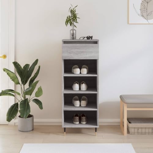 NQJIBUE Schuhschrank Grau Sonoma 40x36x105cm Holzwerkstoff von NQJIBUE