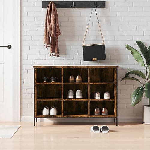 NQJIBUE Schuhschrank Räuchereiche 100x35x70cm Holzwerkstoff von NQJIBUE