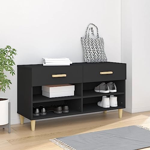 NQJIBUE Schuhschrank schwarz 102x35x55cm Holzwerkstoff NQJIBUE Schuhschrank schwarz 102x35x55cm Holzwerkstoff von NQJIBUE