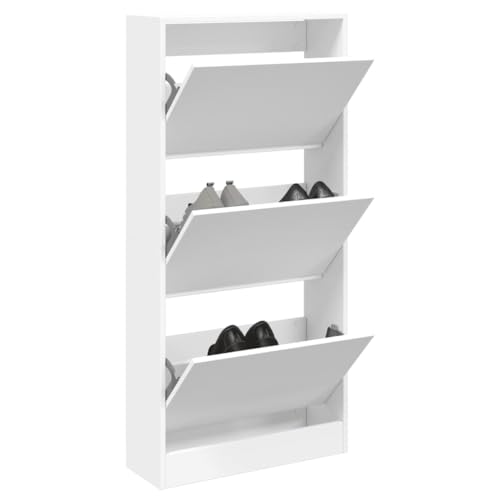NQJIBUE Schuhschrank weiß 60x21x125,5 cm Holzwerkstoff von NQJIBUE