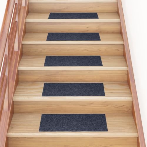 NQJIBUE Selbsthaftende Stufenmatten Rechteckig 15 Stück 60x25cm Grau Blau Haushaltsbedarf Stufenmatten Stufenmatten von NQJIBUE