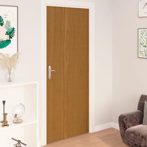 NQJIBUE Selbsthaftende Türfolien 2 Stück Eiche hell 210 x 90 cm PVC Dekor Fensterbehandlungen Fensterfolien von NQJIBUE