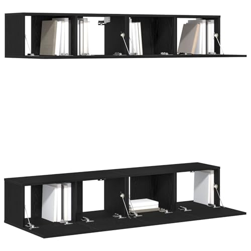 NQJIBUE TV-Schrank-Set zur Wandmontage, 4-teilig, aus schwarzem Eichenholz, TV-Ständer und TV-Schränke NQJIBUE TV-Schrank-Set zur Wandmontage, 4-teilig, aus schwarzem Eichenholz, TV-Ständer und TV-Schränke von NQJIBUE