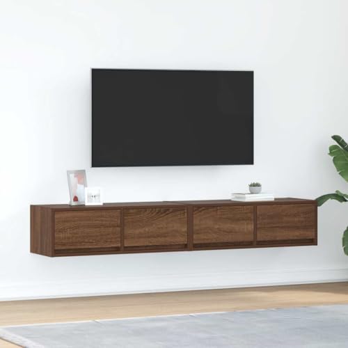 NQJIBUE TV-Unterschränke 2 Stück Eiche braun 80x31x25,5 cm Ingenieurholz, Unterhaltungszentren & TV-Ständer von NQJIBUE