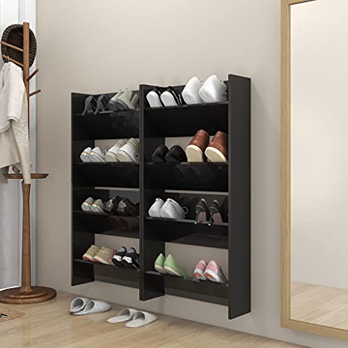 NQJIBUE Wand-Schuhschränke, 4 Stück, Hochglanz, Schwarz, 60 x 18 x 60 cm, Holzwerkstoff NQJIBUE Wand-Schuhschränke, 4 Stück, Hochglanz, Schwarz, 60 x 18 x 60 cm, Holzwerkstoff von NQJIBUE