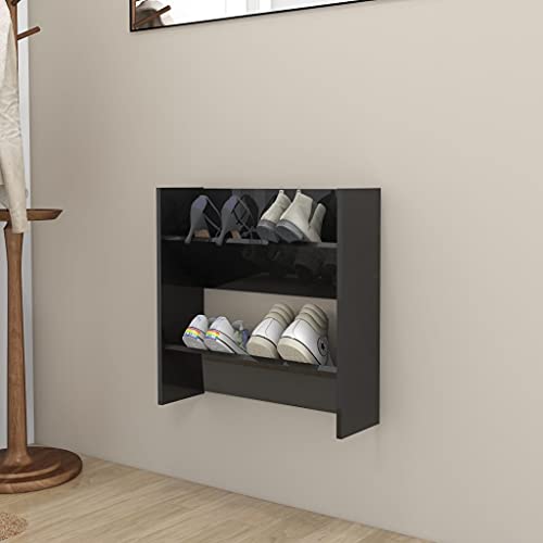 NQJIBUE Wandschrank Schuhschrank Hochglanz Schwarz 60x18x60cm Holzwerkstoff von NQJIBUE