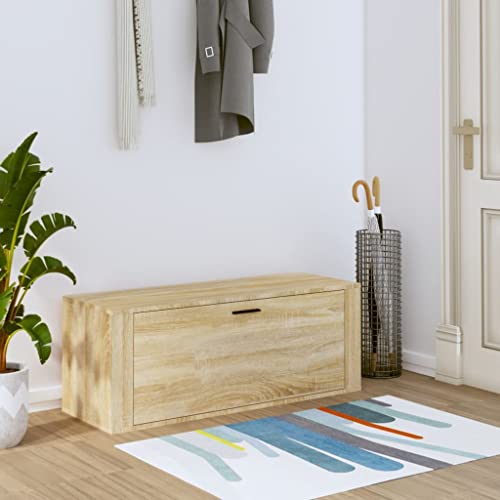 NQJIBUE Wandschrank Schuhschrank Sonoma Eiche 100x35x38cm Holzwerkstoff von NQJIBUE