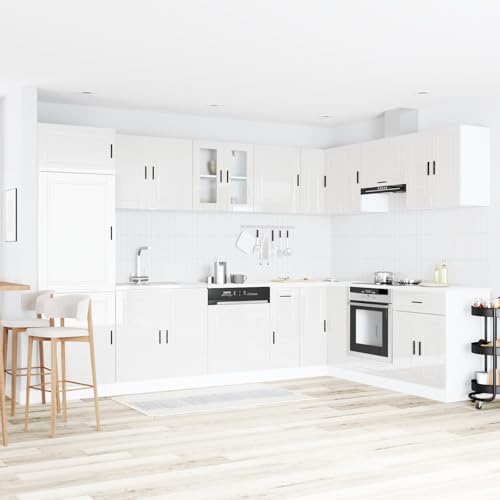 NQJIBUE Waschbeckenunterschrank Porto mit Spüle Hochglanz Weiß 80x46x84,5 cm Holzwerkstoff von NQJIBUE