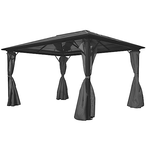 Pavillon mit Vorhang Anthrazit Aluminium 400x300cm von NQJIBUE