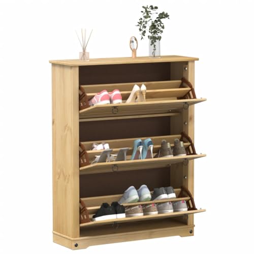 Schuhschrank Corona 99x32x124,5 cm Massivholz Kiefer von NQJIBUE