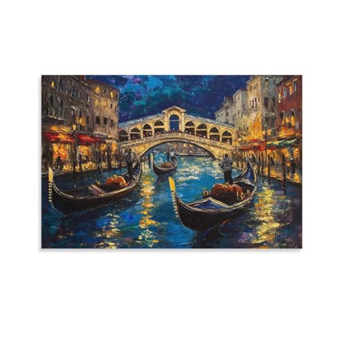 NQLIQOZKD Venedig Wasserstadt Wandbild Leinwand Gemälde WanddekoRatteion Poster Leinwanddrucke Kunstwerk Für Schlafzimmer WanddekoRatteion Gerahmt 08x12inch(20x30cm) von NQLIQOZKD