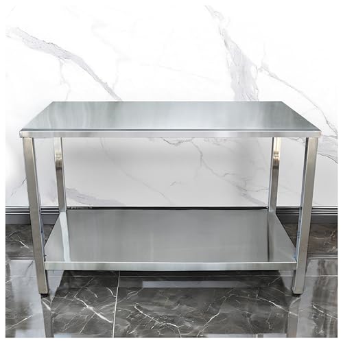 2-lagige Verstärkte Edelstahl-Werkbank 78cm Hohe Offene Küchenregal mit Rutschfesten Fußpolstern Tragkraft 200Kg Einfach Zu Montieren 2-lagige Verstärkte Edelstahl-Werkbank 78cm Hohe Offene Küchenregal mit Rutschfesten Fußpolstern Tragkraft 200Kg Einfach Zu Montieren von NQNFWCRJ