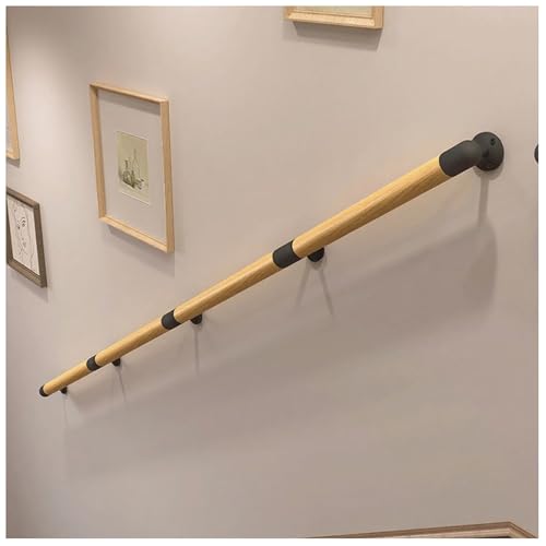 Abnehmbarer Verdickter Treppen Handlauf Aus Massivholz an der Wand Montiertes Rundes Holzgeländer for Den Innenbereich Solide Basis Aus Schmiedeeisen Flexible Installation in Mehreren Winkeln von NQNFWCRJ