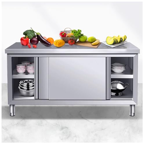 NQNFWCRJ H80Cm Offener Küchenschrank mit Ablagefach Abnehmbare Doppelflügeltüren Aus Edelstahl 304 Werkbank Muss Zusammengebaut Werden in Verschiedenen Größen Erhältlich von NQNFWCRJ