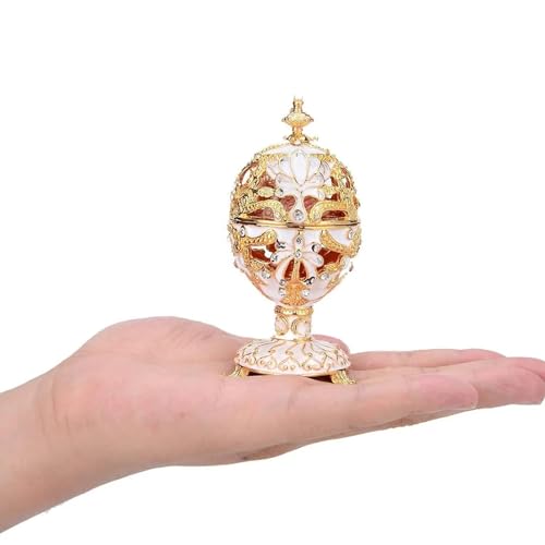 NQYZZFD Handbemaltes, Emailliertes Fabergé-Ei Im Vintage-Stil, Dekorative Schmuckschatulle Mit Scharnier, Mit Reichhaltiger Emaille Und Funkelnden Strasssteinen von NQYZZFD