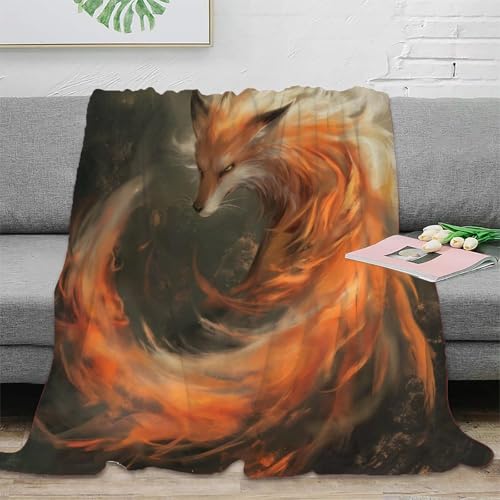 3D Drucken Blanket Fuchs Wohndecke Microfaser Bequem Und Atmungsaktiv Schlafdecke Tagesdecke Weich Und Warme Camping Für Erwachsene Kinder 60x80inch(150x200cm) von NRAOPEVVD