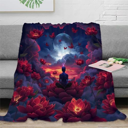NRAOPEVVD 3D Drucken Blanket Buddha Statue Sofadecke Microfaser Bequem Und Atmungsaktiv Superweiche Decke Weiche Decke Für Bett Sofa Schlafzimmer Büro 60x80inch(150x200cm) von NRAOPEVVD