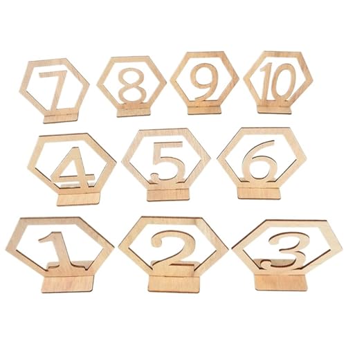 Tischnummern, Tischnummern, Holzschilder, Hochzeitsnummern, Verlobungs-, Sitznummernschild mit Sockel (Stil B 1–10) von NRBMZYEN