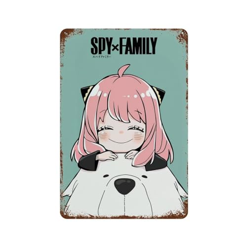 NRCKMIHRAE Anime Spy X Family Charakter Anya Forger Poster Wanddekoration Kunst Metall Blechposter Moderne Wohnkultur Kunst Metall Poster Home Bar Shop Dekorationen Vintage Schild Geschenk 30 x 20 cm von NRCKMIHRAE