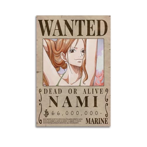 NRCKMIHRAE One Piece Nami Bounty Wanted Poster, dekoratives Gemälde, Leinwand, Wandposter und Kunstdruck, moderne Familienschlafzimmer-Dekoration, Poster, 20 x 30 cm von NRCKMIHRAE