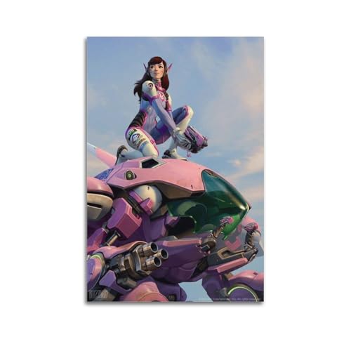 NRCKMIHRAE Overwatch-Poster, Motiv: Spiel D.Va, dekoratives Gemälde, Leinwand, Wandposter und Kunstdruck, moderne Familienschlafzimmer-Dekoration, Poster, 20 x 30 cm von NRCKMIHRAE