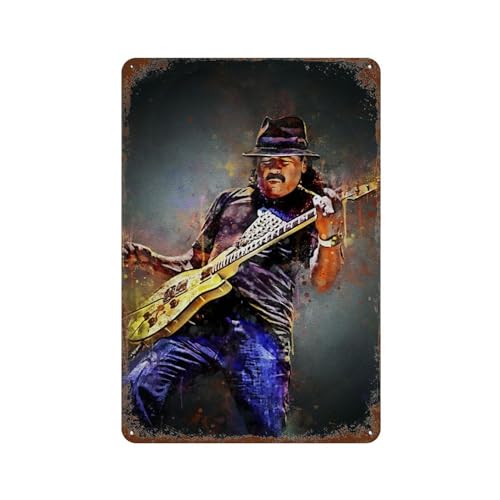 NRCKMIHRAE Poster, Motiv: Gitarrist, Carlos Santana, Wanddekoration, Kunst, Metallblechposter, moderne Heimdekoration, Kunst, Metallposter, Hausbar, Laden, Dekorationen, Vintage-Schild, Geschenk, 30 x von NRCKMIHRAE