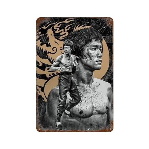 NRCKMIHRAE Superstar Bruce Lee Poster, Wanddekoration, Kunst, Metallblechposter, moderne Heimdekoration, Kunst, Metallposter, Hausbar, Laden, Dekorationen, Vintage-Schild, Geschenk, 30 x 20 cm von NRCKMIHRAE